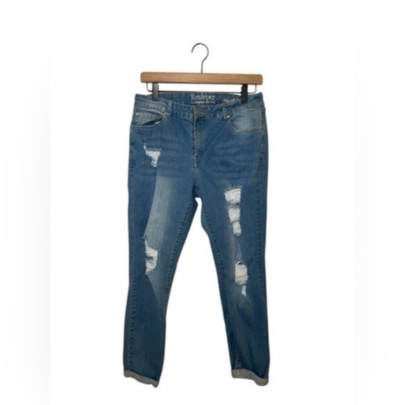 Blue Distressed Skinny Boyfriend Jeans - Picture 1 of 4